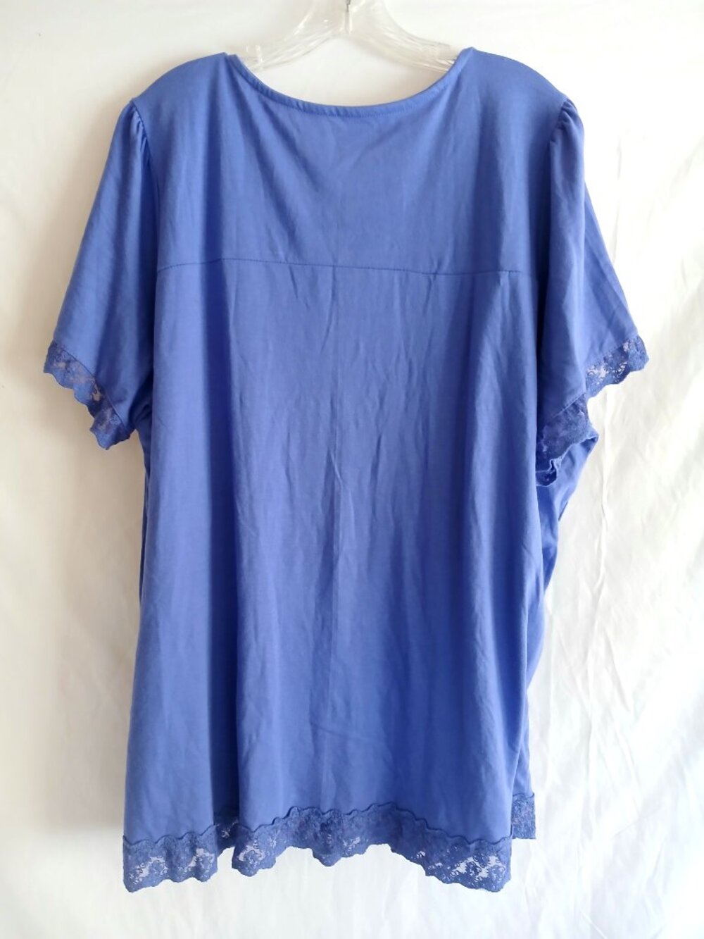 Woman Within Lace Trim Top Shirt Plus 2X Boho Feminine Flowy Purple Lavender - Picture 6 of 7